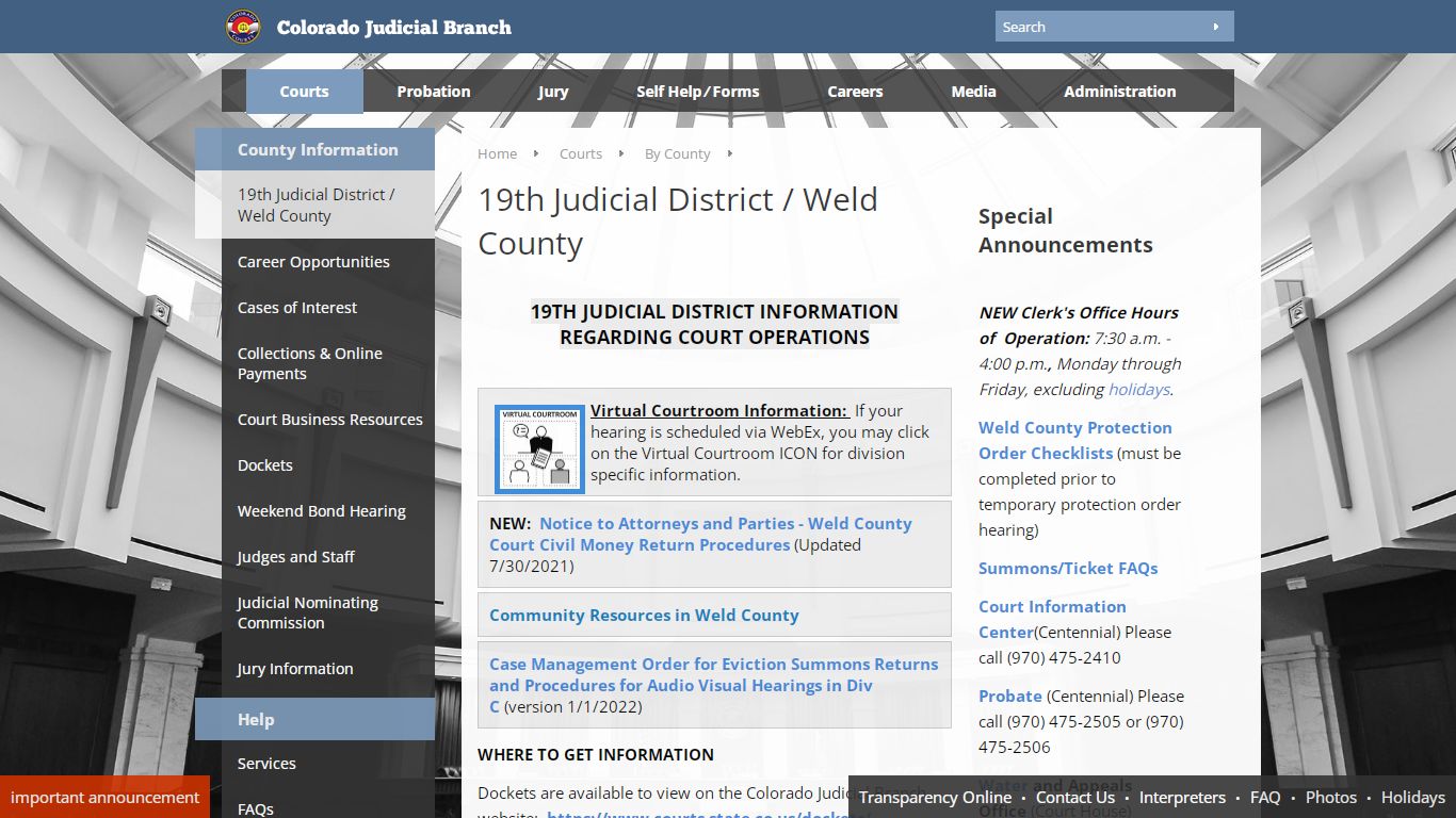 Colorado Judicial Branch - Weld County - Homepage